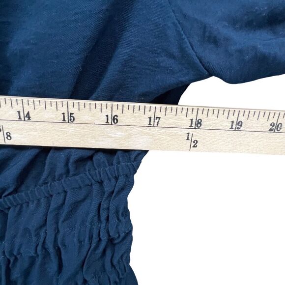 Madewell Sophia Open Back Mini Dress L Blue Fit Flare Shirred Soft Twill Boho - Picture 5 of 14